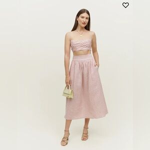 Reformation Louise Linen Two Piece Blush Check - Size 4